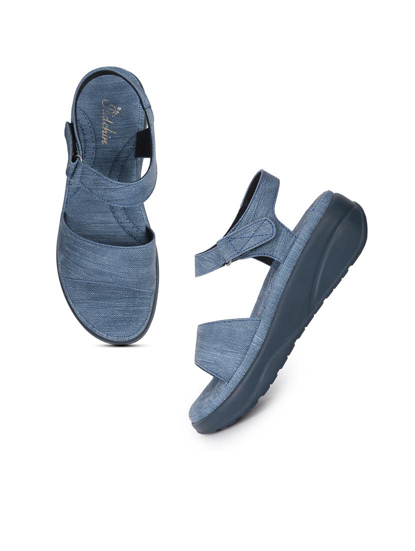 women blue back strap wedge - 21652681 - Standard Image - 3