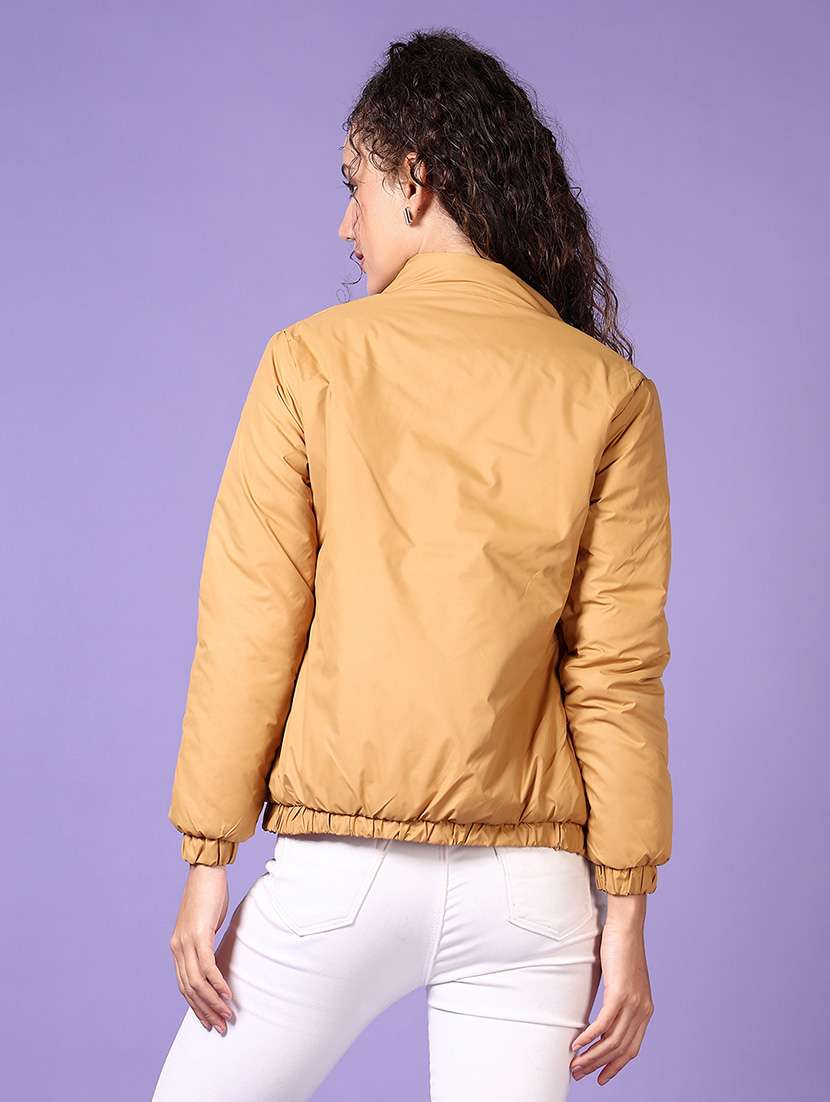 women solid long sleeves puffer jacket - 21652740 -  Standard Image - 3