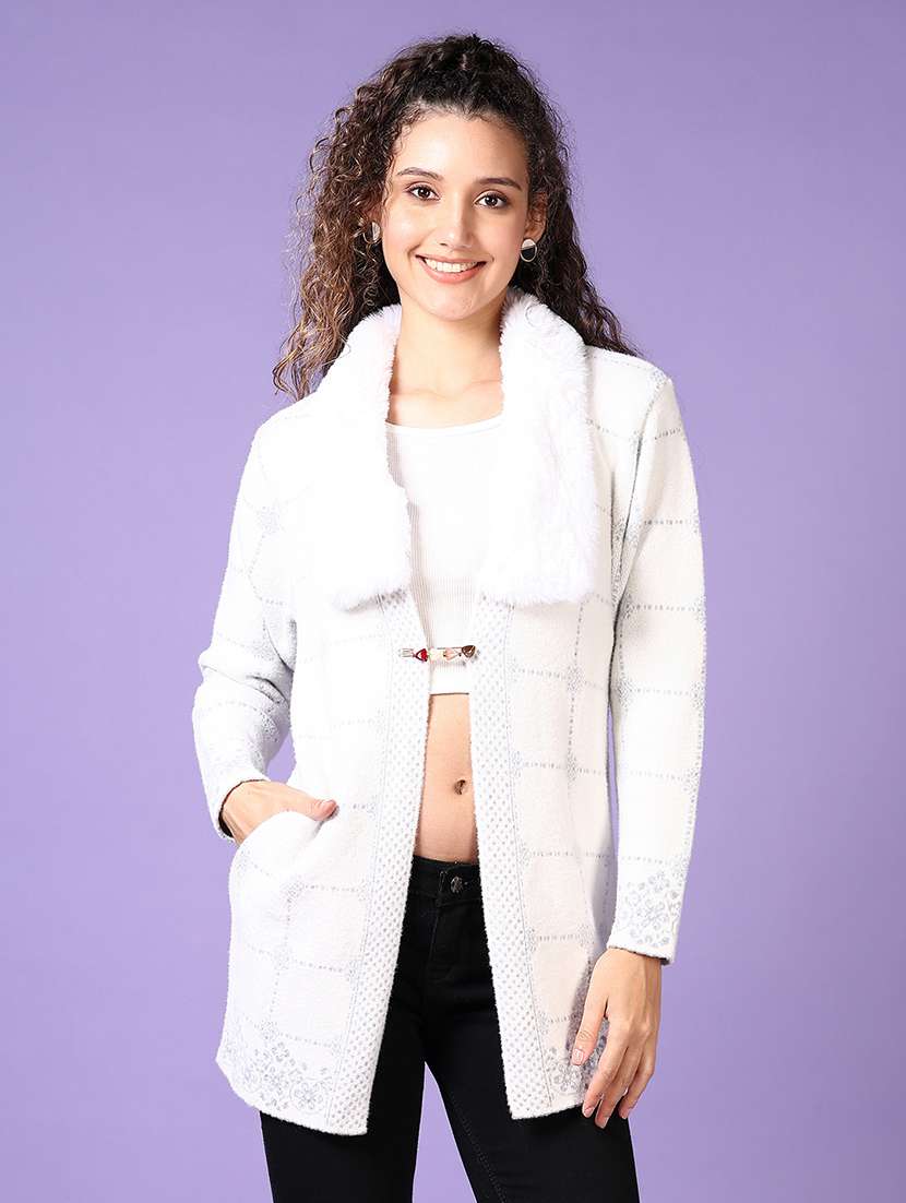 women checkered long sleeve cardigan