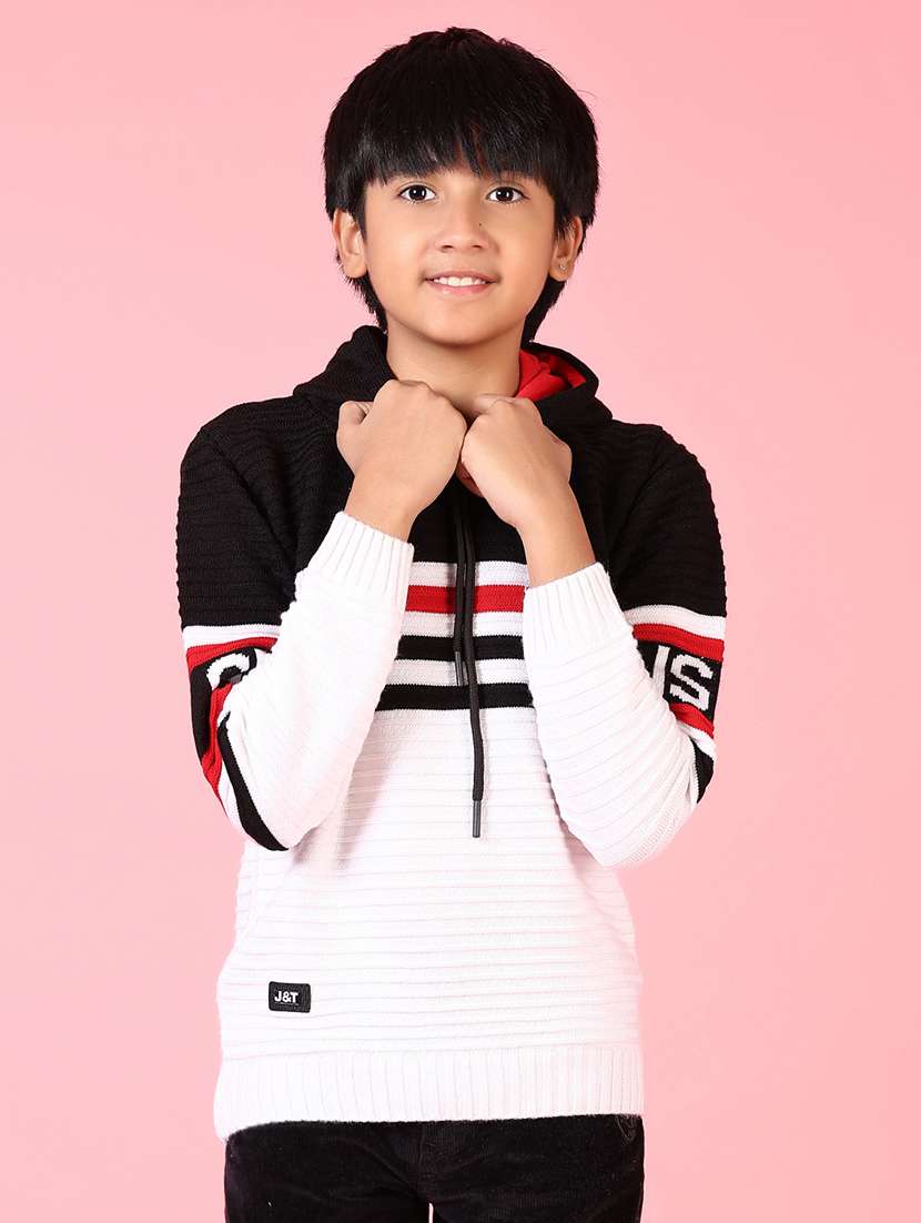 boys self design long sleeve sweater