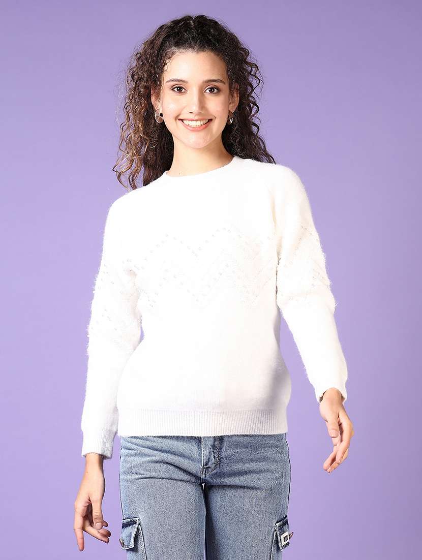women solid long sleeve pullover - 21652810 -  Zoom Image - 0