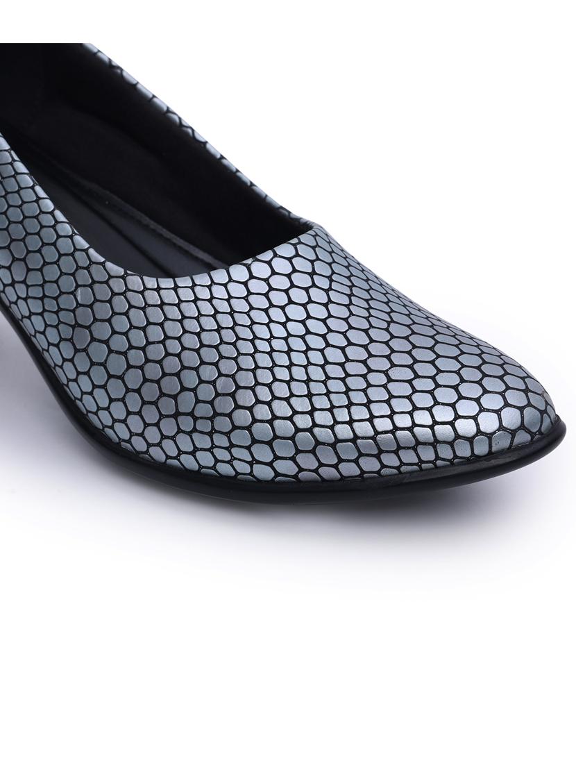 women silver block heel pump - 21652874 - Standard Image - 5