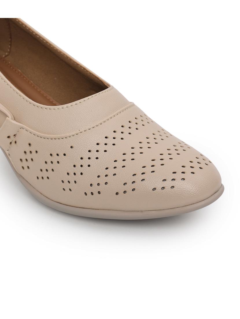 women cream cut work block heel pump - 21652880 - Standard Image - 5