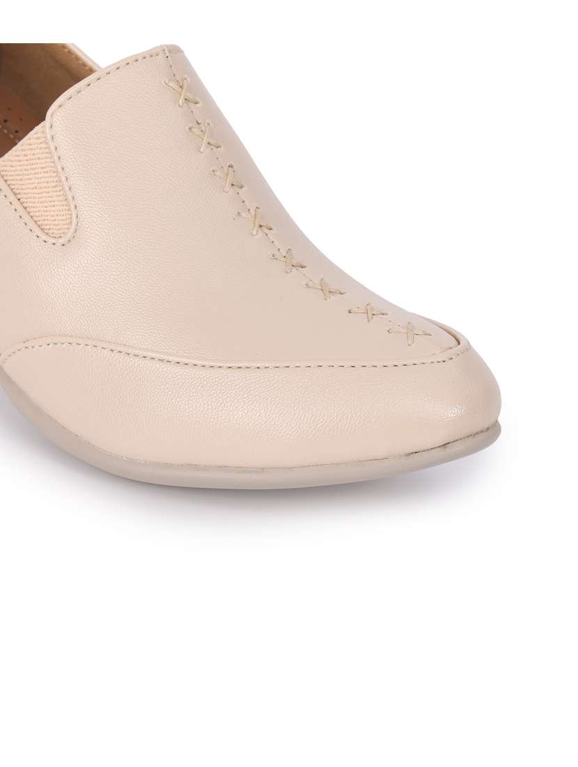 women cream solid block heel pumps - 21652882 -  Standard Image - 5