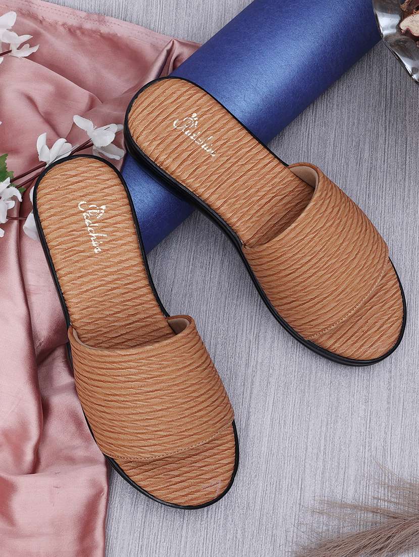 women textured slip on sandals