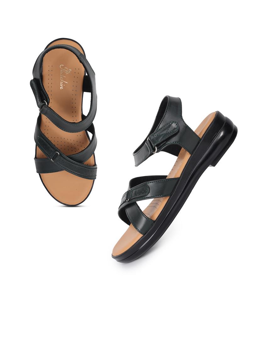 women black solid ankle strap sandal - 21652909 - Standard Image - 3