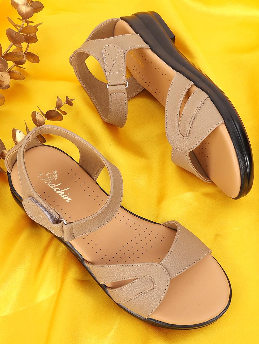 women beige solid ankle strap sandal - 21652911 - Zoom Image - 0