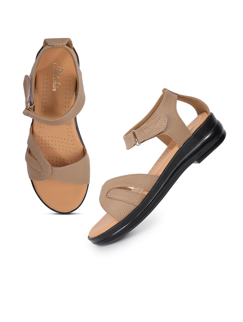 women beige solid ankle strap sandal - 21652911 - Standard Image - 3