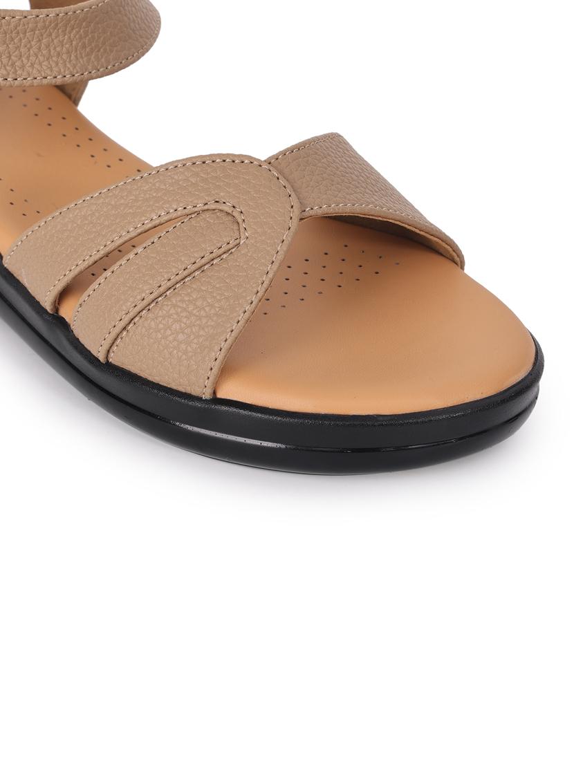 women beige solid ankle strap sandal - 21652911 - Standard Image - 5
