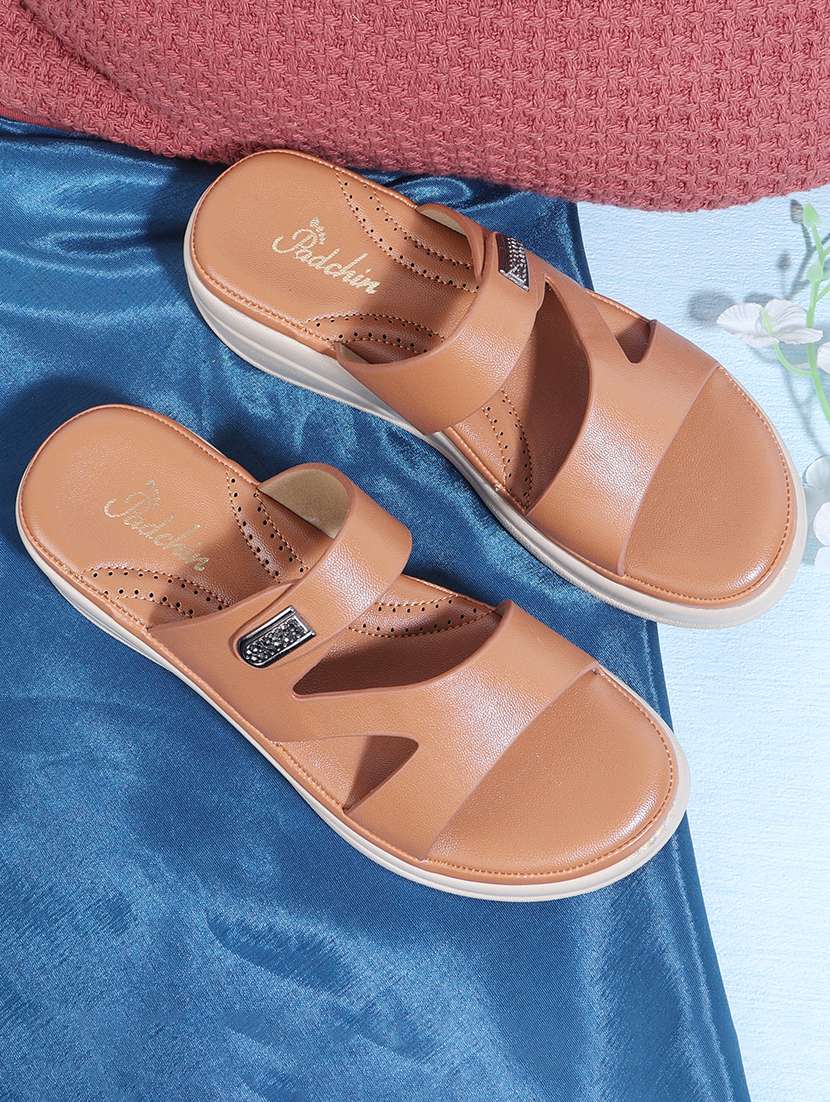 women solid slip on wedge