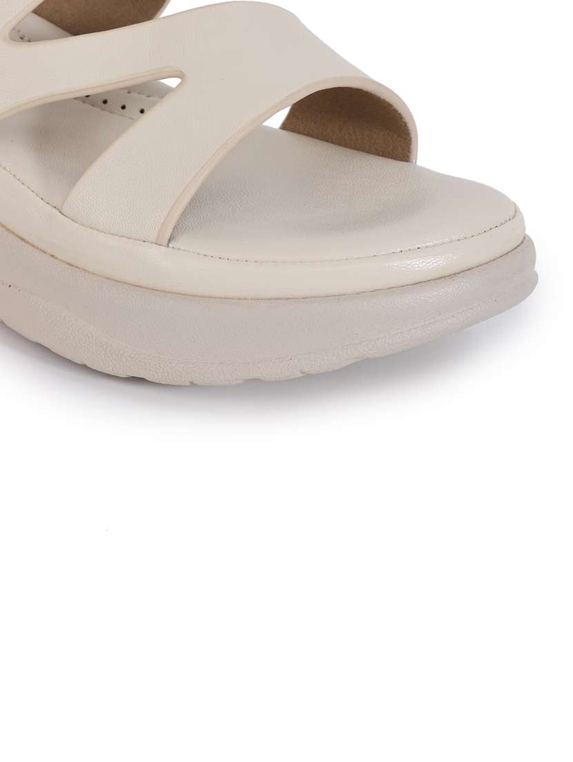 women cream solid slip on wedge - 21652921 -  Standard Image - 5