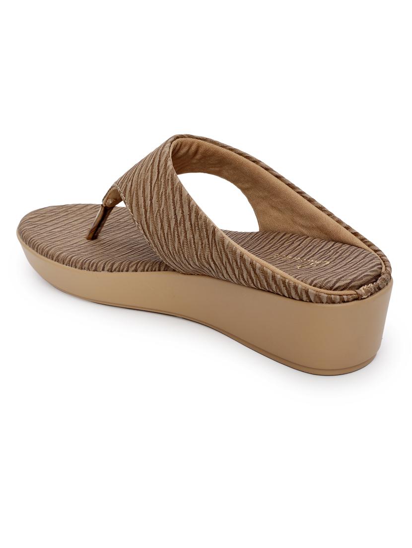 women beige textured t-strap wedge - 21652923 - Standard Image - 3