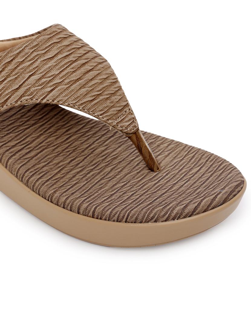 women beige textured t-strap wedge - 21652923 - Standard Image - 5