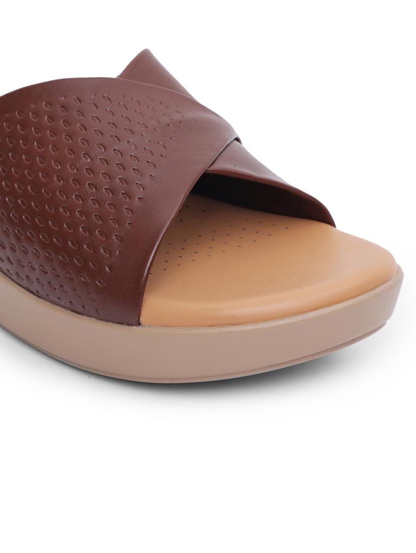 women brown textured slip on wedge - 21652929 - Standard Image - 5