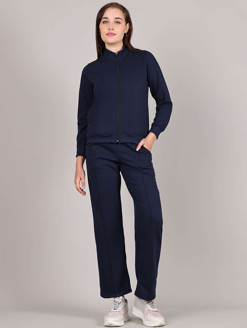 women solid long sleeve active wear sets