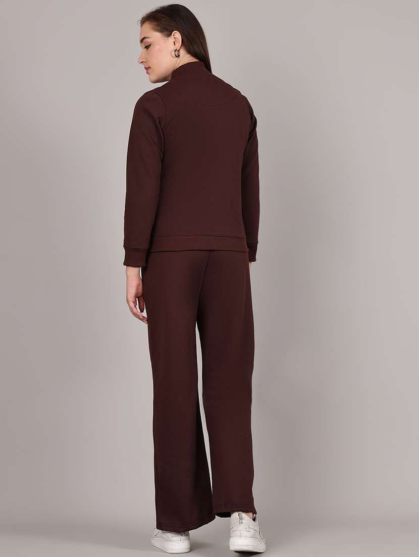 women solid long sleeve active wear sets - 21652955 - Standard Image - 3