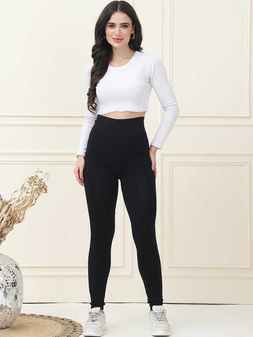 women high rise solid tights - 21652998 - Standard Image - 3