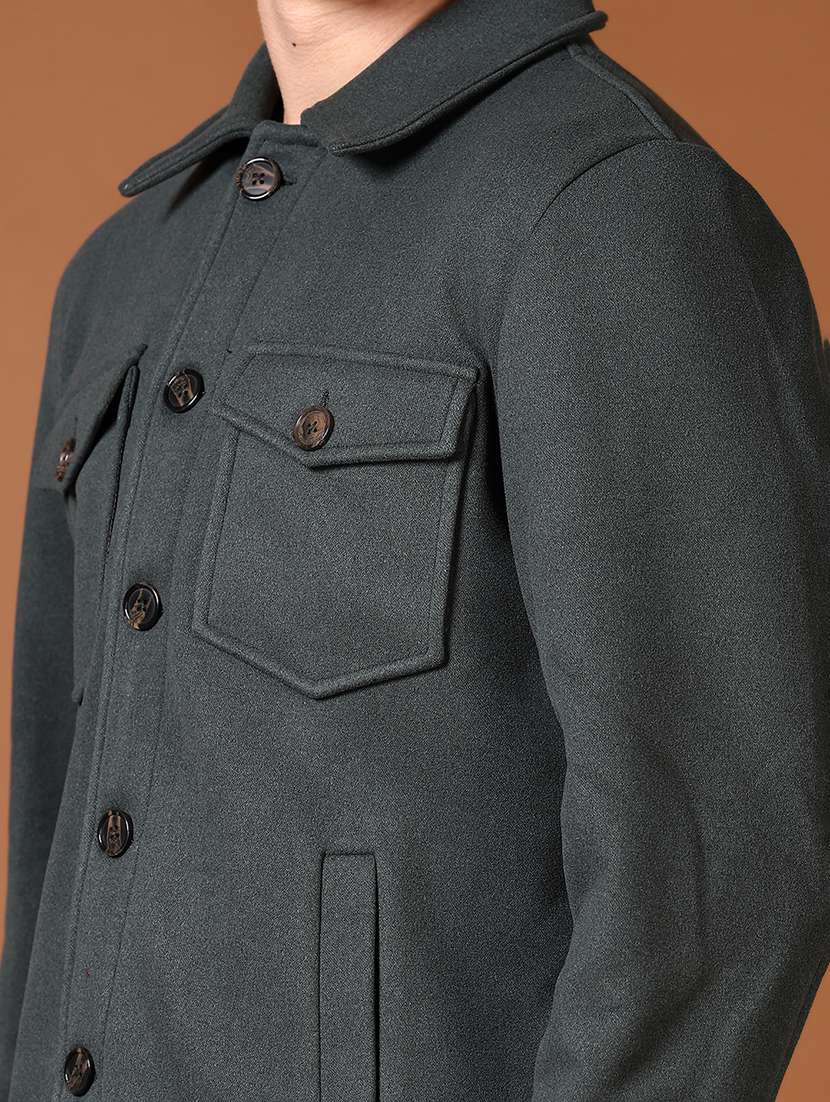 men solid long sleeve shacket - 21653122 -  Standard Image - 5