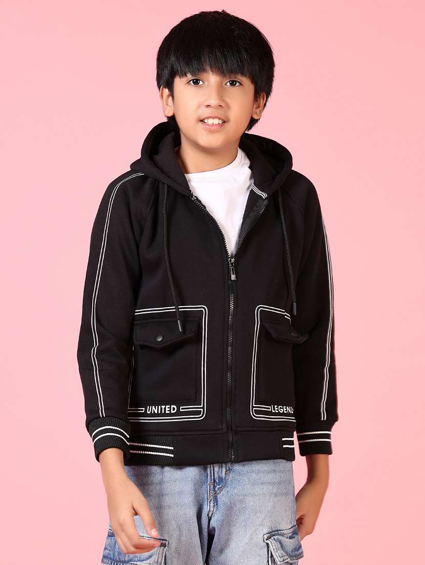 boys solid hooded long sleeves jacket
