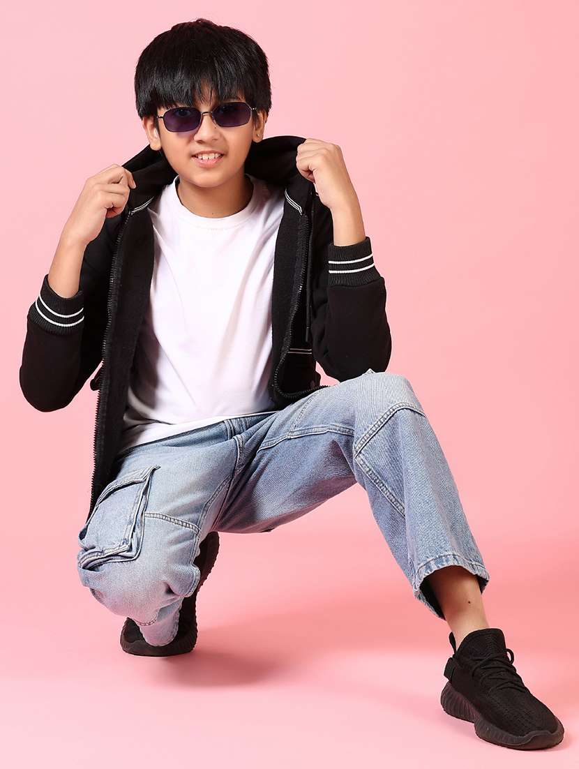 boys solid hooded long sleeves jacket - 21653123 -  Standard Image - 3