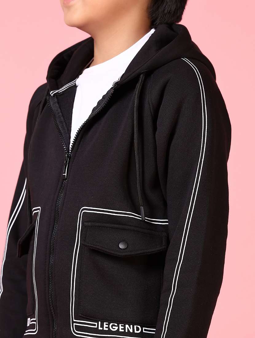 boys solid hooded long sleeves jacket - 21653123 -  Standard Image - 5