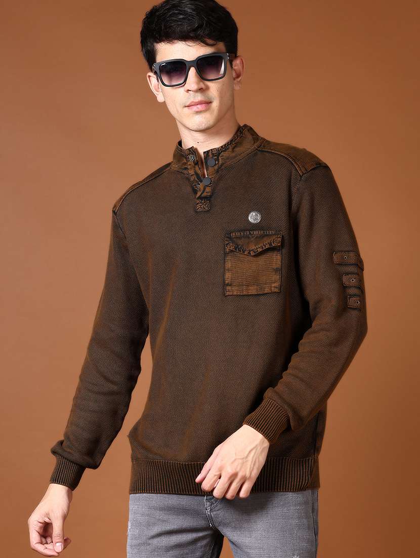 men self design long sleeve pullover