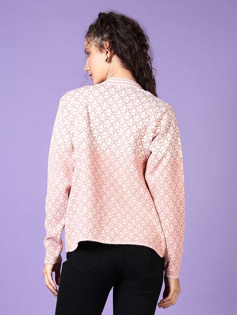 women self design long sleeve cardigan - 21653142 -  Standard Image - 3