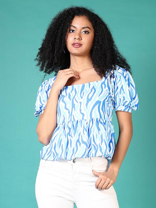 blue polyester regular top - 21653151 - Standard Image - 0