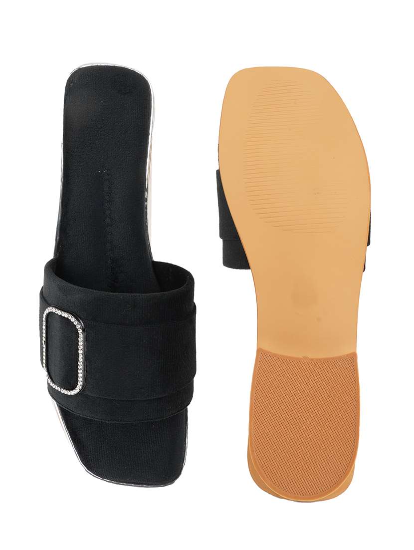 black embellished open toe flats - 21653522 -  Standard Image - 5