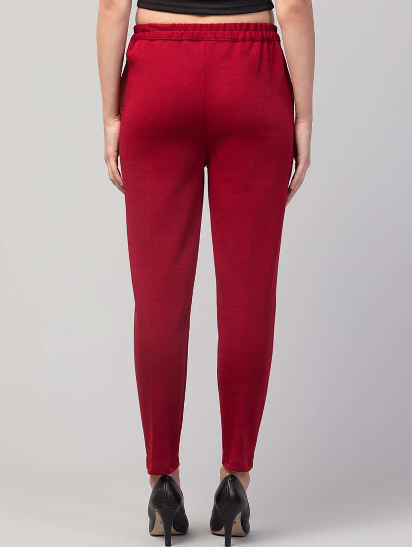 maroon wool trousers - 21659476 - Standard Image - 3