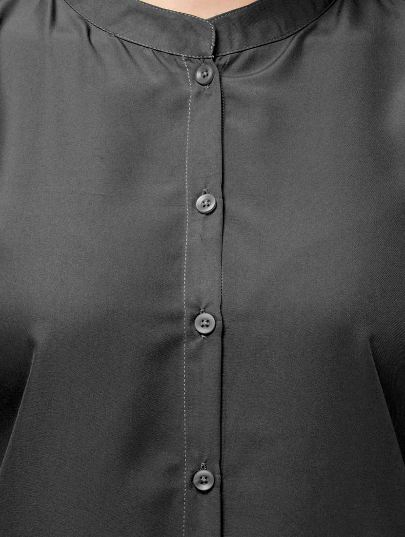 women mandarin neck solid regular shirt - 21659481 - Standard Image - 3