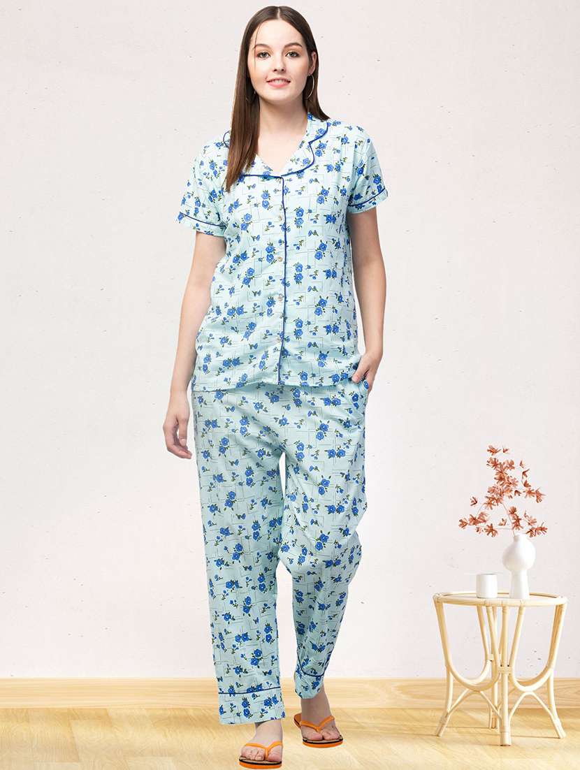 women printed short sleeves nightwear set - 21659494 - Zoom Image - 0