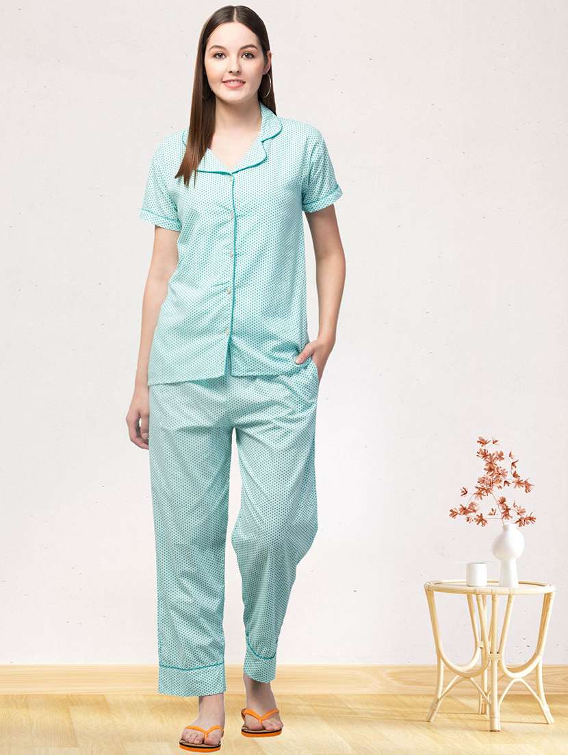 women printed short sleeves nightwear set - 21659497 -  Zoom Image - 0