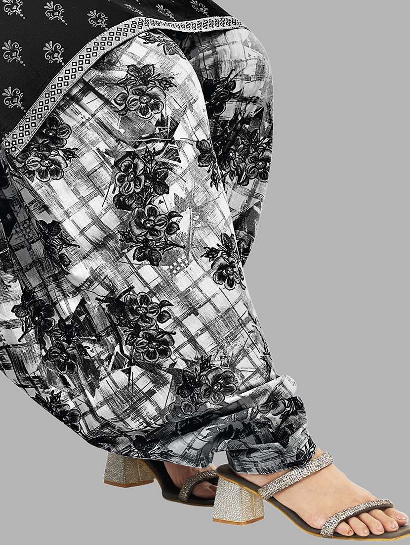women black printed unstitched suits - 21659648 -  Standard Image - 3