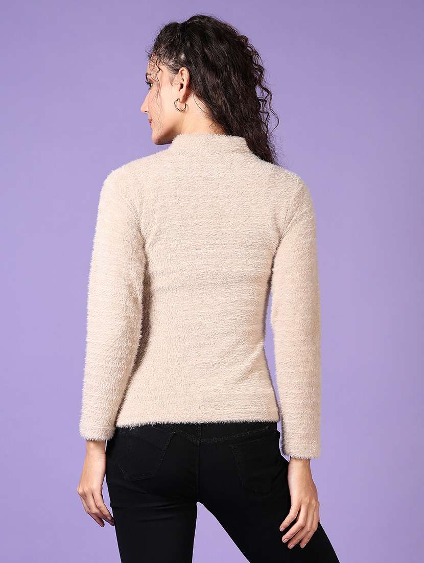 women solid long sleeves pullover - 21659736 -  Standard Image - 3