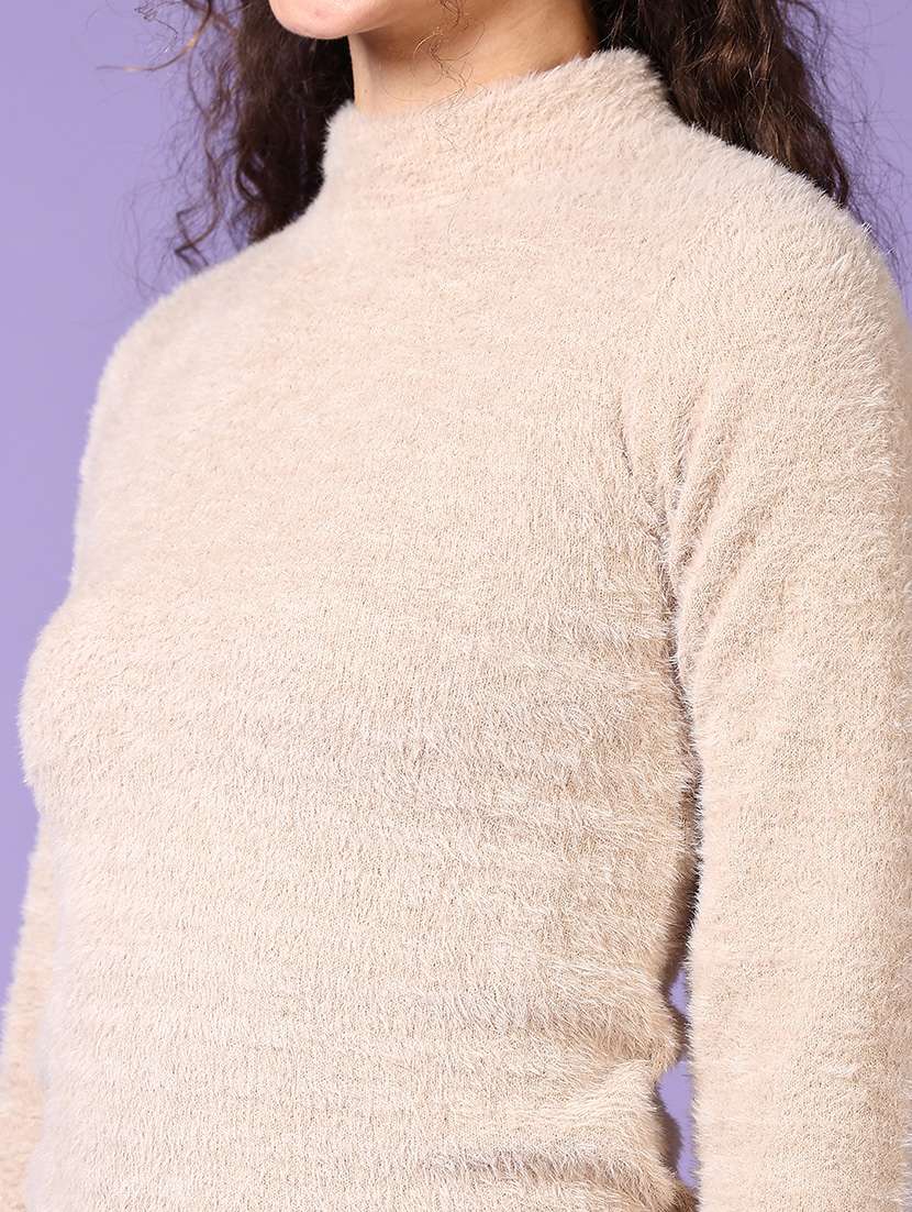 women solid long sleeves pullover - 21659736 -  Standard Image - 5