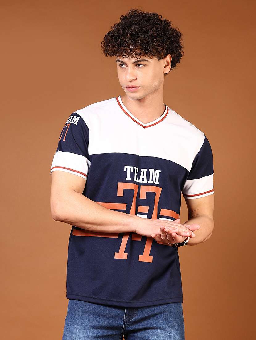 Men Color Blocked Short Sleeves T Shirt