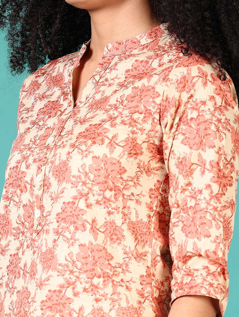 women floral printed mandarin neck straight kurta - 21659759 -  Standard Image - 5