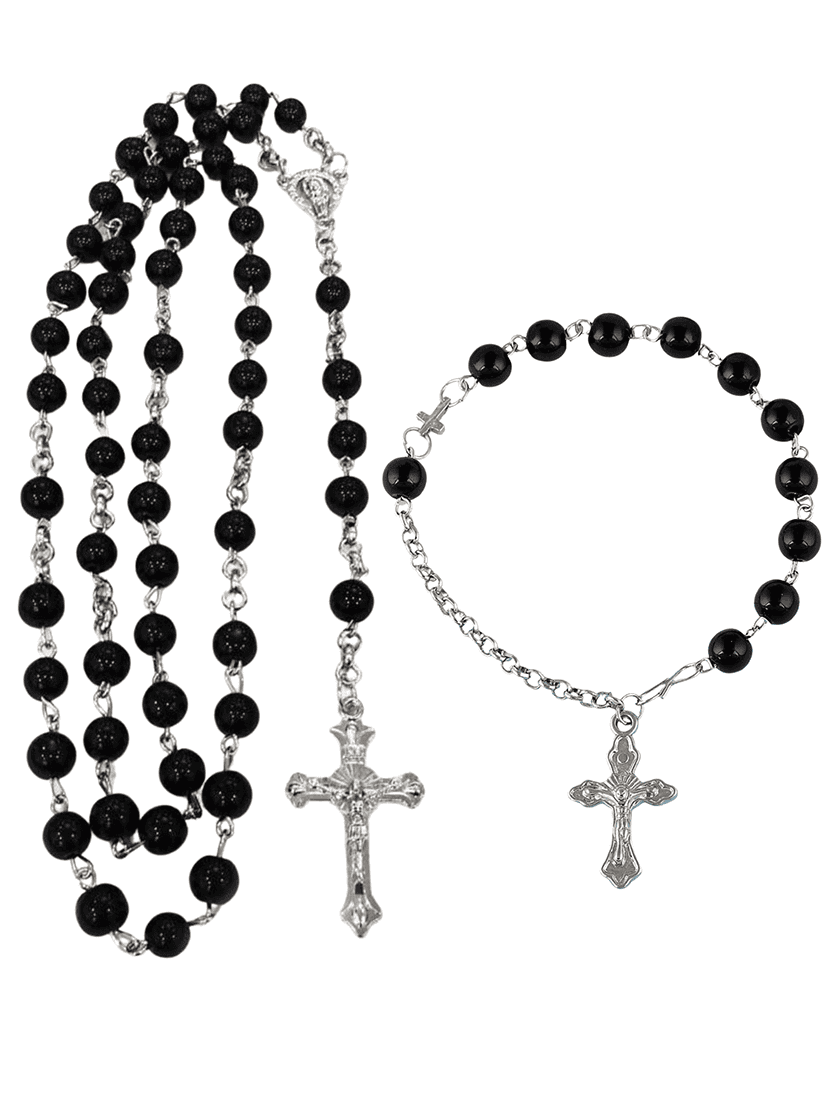men saint praying jesus cross pendant with chain