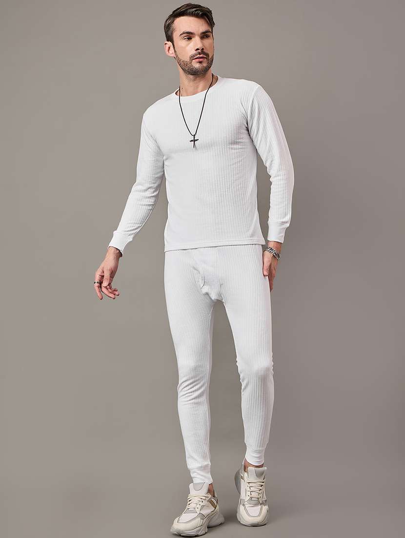 men solid full sleeve thermal set