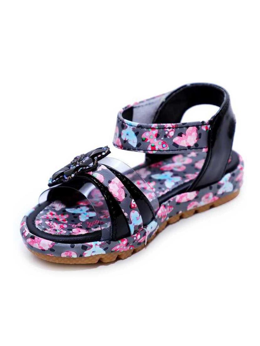 girls black printed sandals - 21660071 - Zoom Image - 0