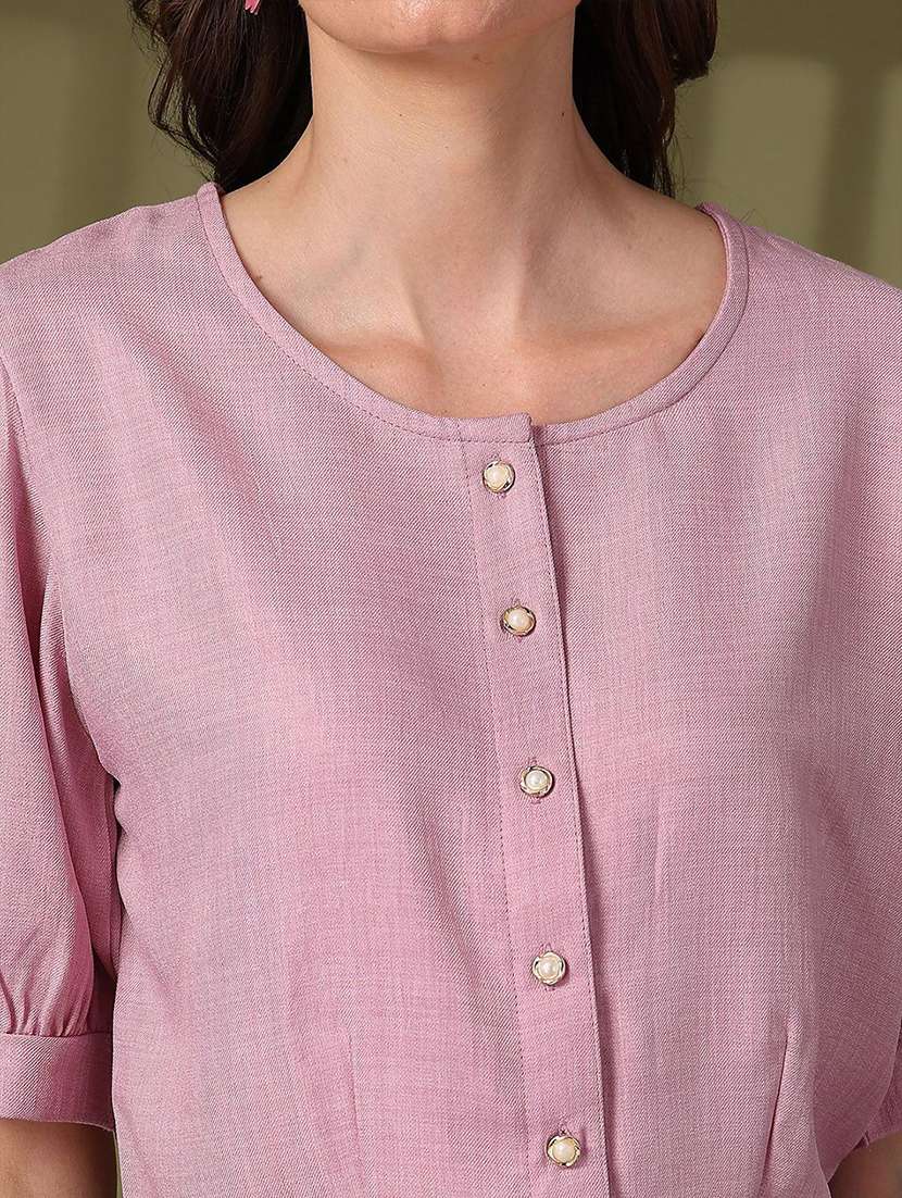 women solid round neck crop top - 21660478 -  Standard Image - 5