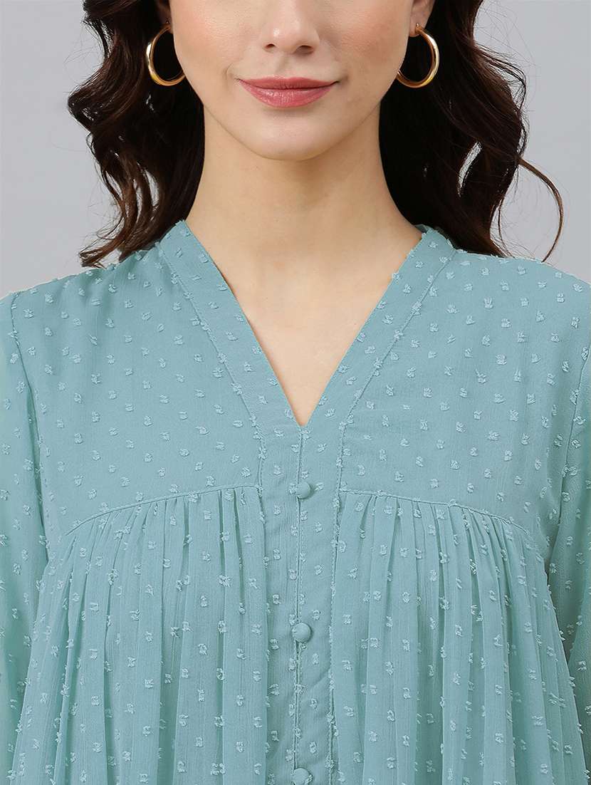women self design three quarter sleeve flared kurta - 21660502 -  Standard Image - 5