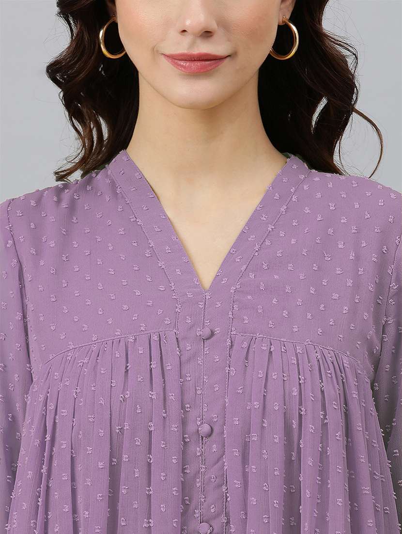 women self design three quarter sleeve flared kurta - 21660503 -  Standard Image - 5