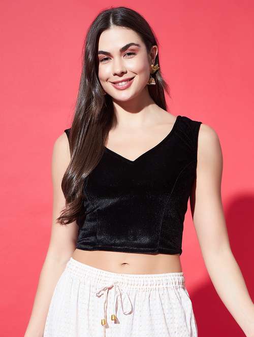 women solid sleeveless stitched blouse
