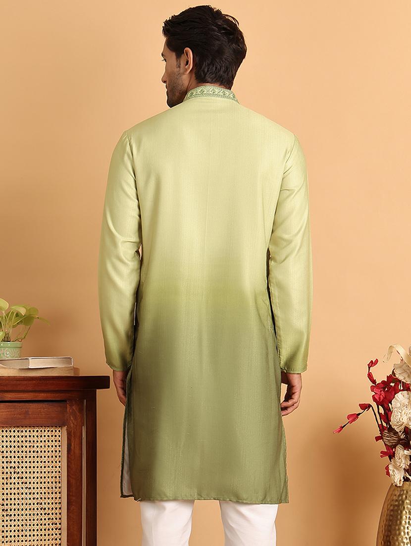 men embroidered mandarin neck long kurta - 21660553 - Standard Image - 3