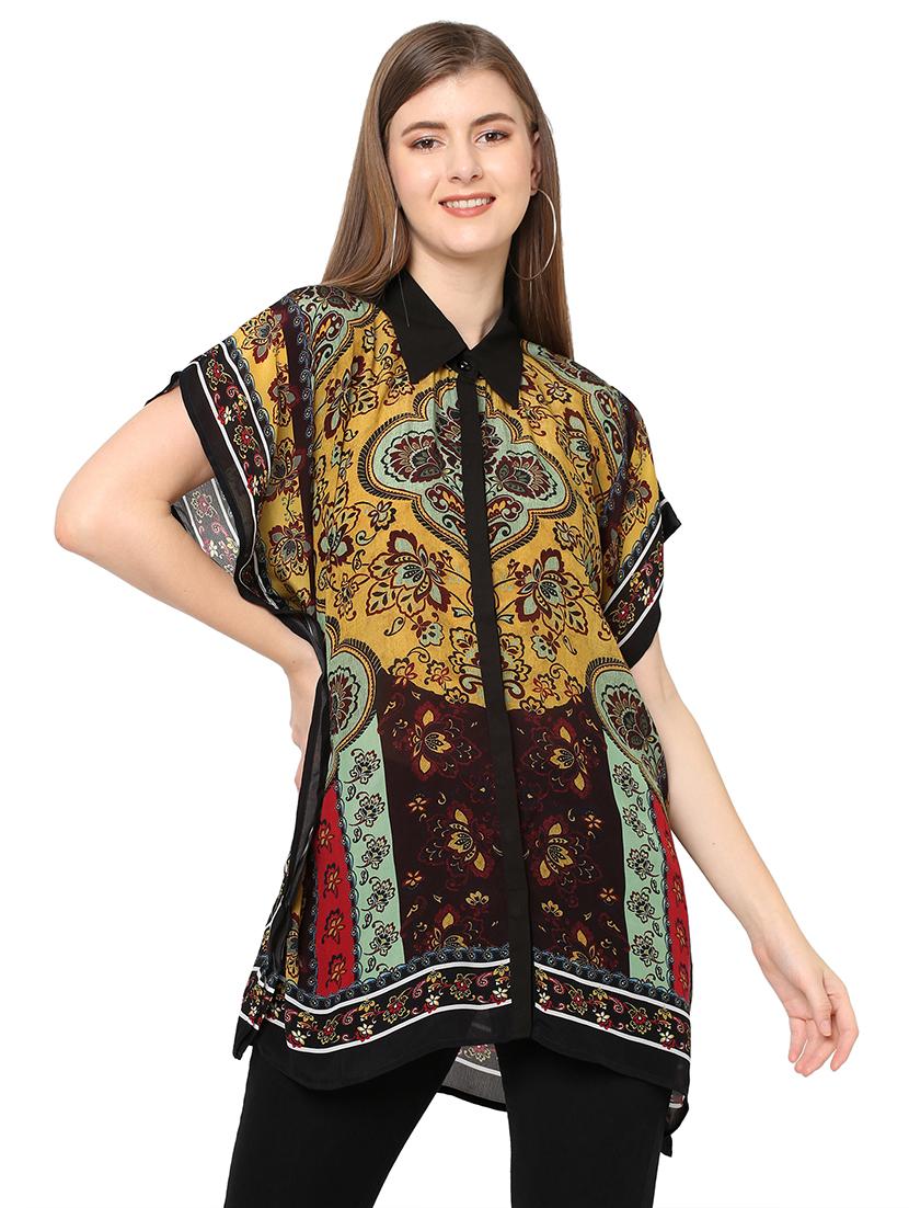 women printed relaxed fit kaftan shirt - 21660585 - Zoom Image - 0