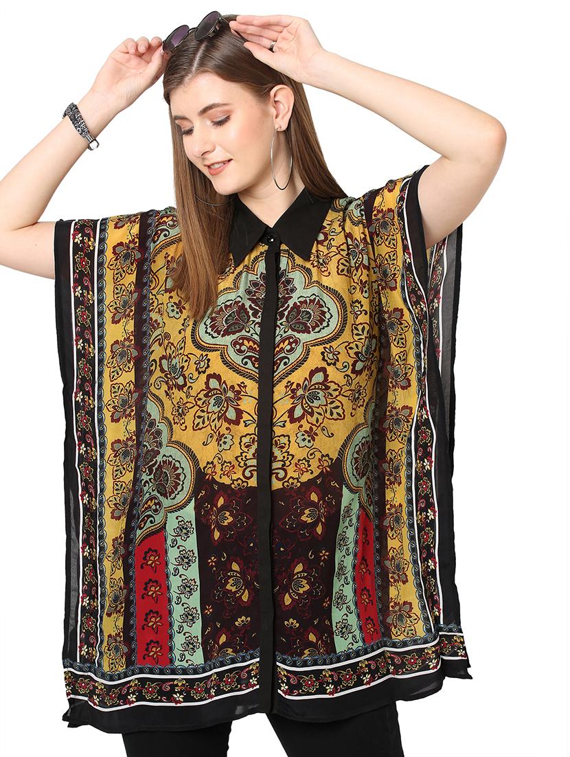 women printed relaxed fit kaftan shirt - 21660585 - Standard Image - 3