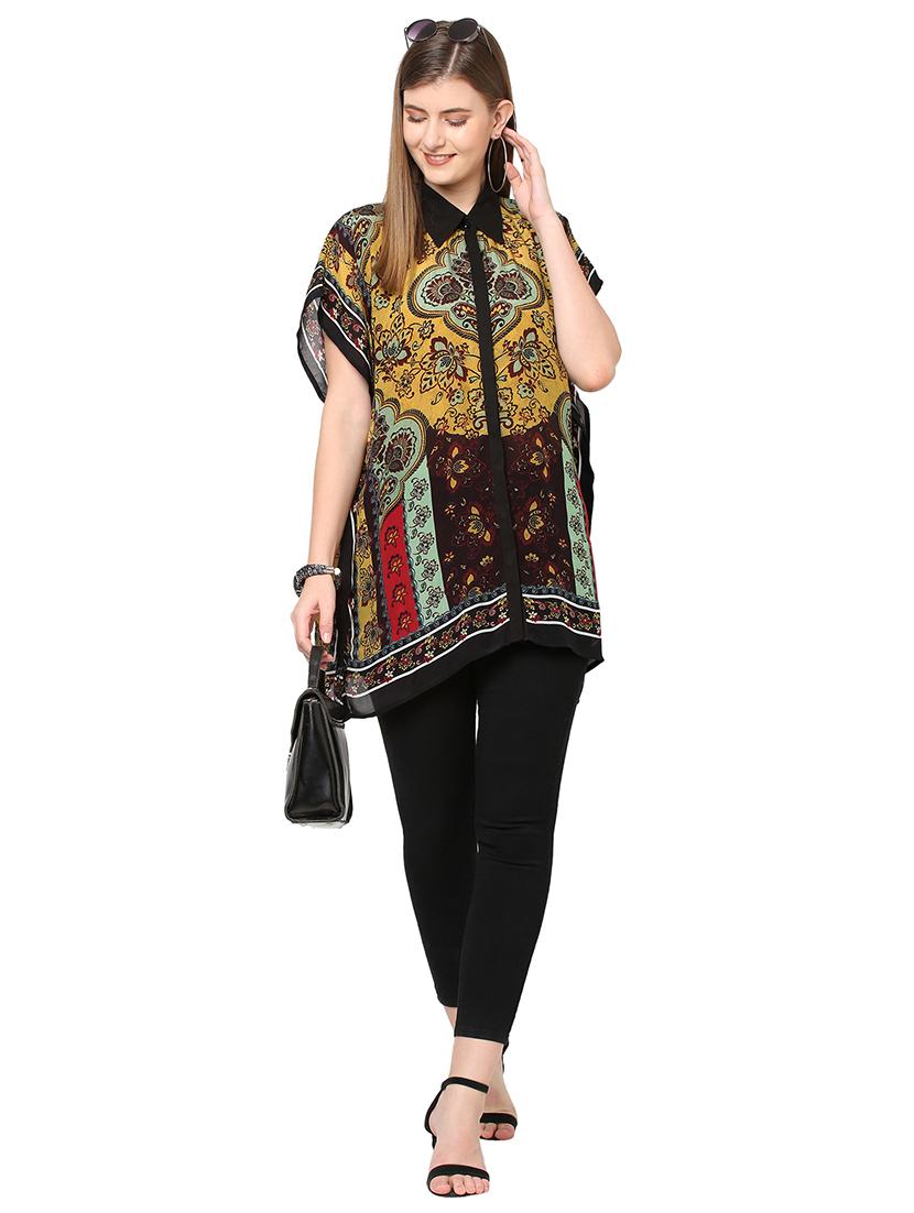 women printed relaxed fit kaftan shirt - 21660585 - Standard Image - 5
