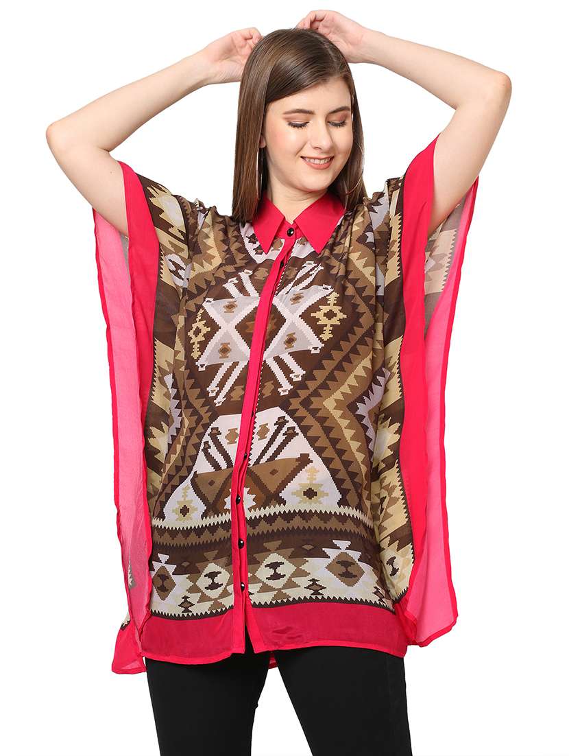 women printed relaxed fit kaftan shirt